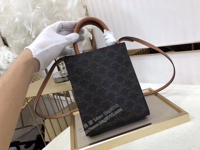 Celine專櫃2022春夏新色MiNi號豎款手袋 賽琳CABAS TRIOMPHE帆布迷你手提托特包 sldj2360